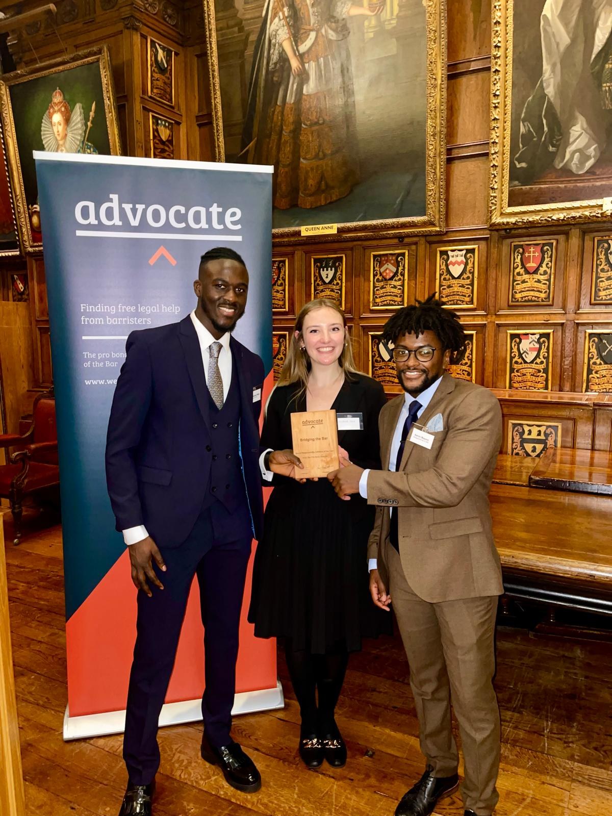 Bridging the Bar receiving an Advocate pro bono award